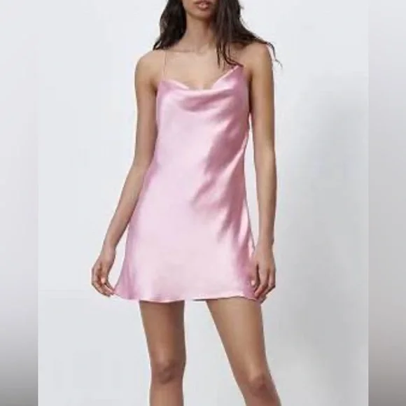 NWT Zara Elegant White Satin Slip Dress size Small - Picture 5 of 7